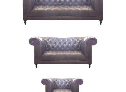Wohnzimmer Set 3tlg Braun Leder Einrichtung Polstermöbel Chesterfield Neu